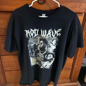 Gildan Rod Wave Black Graphic Tee with White and Gold Accents